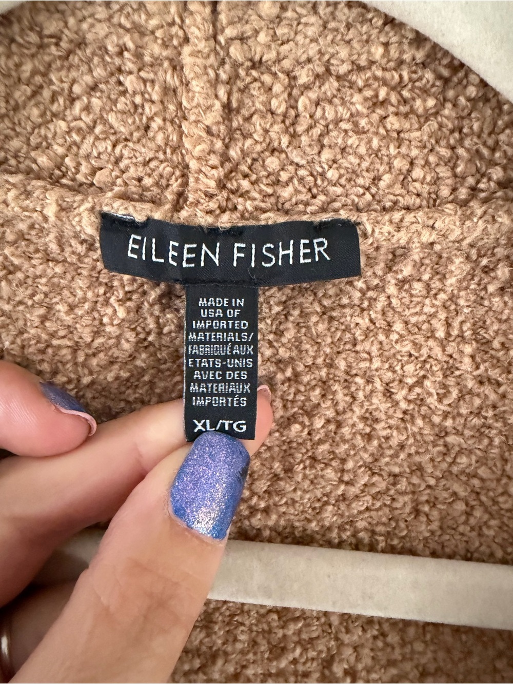 Eileen Fisher Camel/Tan Cozy Bouclé Open Cardigan - Picture 3 of 4